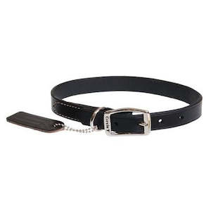 Oak Tanned Black Leather Dog Collar 25mm