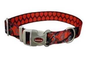 Reversible Multi Ultra Cool Patterned Dog Collar - Guitar Red