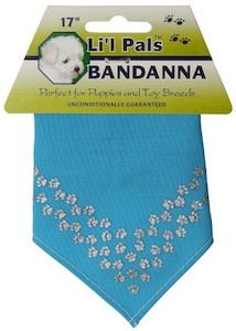 Li'L Pals Blue Silver Paws Bordered Bandana