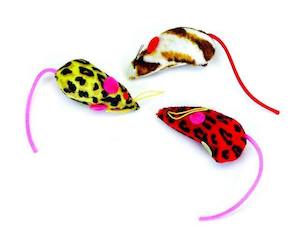 Cat Toy - Pack of Three Mice Plain & Patterned.