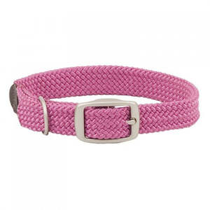 Mendota Double-Braid Junior Collar - Raspberry with Brushed Nickel Hardware