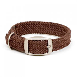 Mendota Double-Braid Junior Collar - Brown with Brushed Nickel Hardware