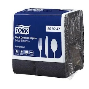 Tork Edge Emboss Black Cocktail Napkin