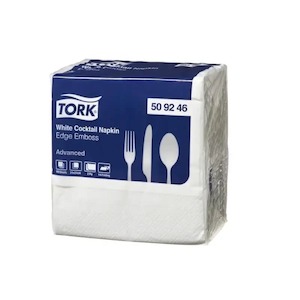 Tork Edge Emboss White Cocktail Napkin - Single Pack (100 Napkins)