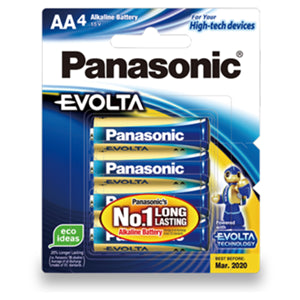 Commercial photography: Panasonic Evolta AA Alkaline Battery 4 Pack