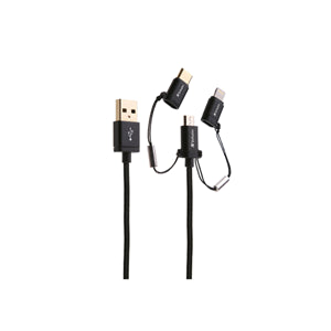 Commercial photography: Verbatim 3-in-1 Micro USB + Lightning + Type-C to USB A Cable 120cm