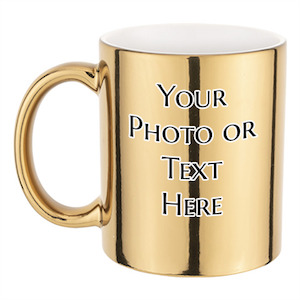 Commercial photography: 11oz Plated Ceramic Mug Gold Colour