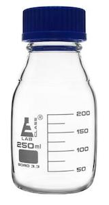 Eisco 250ml Bottle Reagent graduated, borosilicate glass with screw cap (GL45) CH0164B