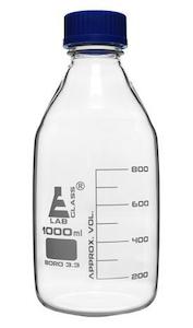 Eisco 1000ml Bottle Reagent graduated, borosilicate glass with screw cap (GL45) CH0164D