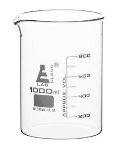 Eisco 1000ml Beaker low form, with spout made of borosilicate glass, graduated CH0126K