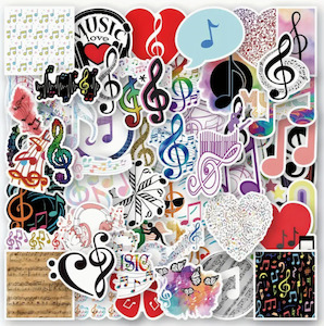 10 Assorted Music Themed Stickers