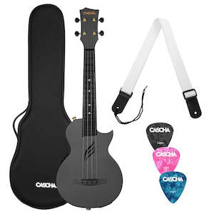 Cascha Black Carbon Fibre Ukulele with Electrics