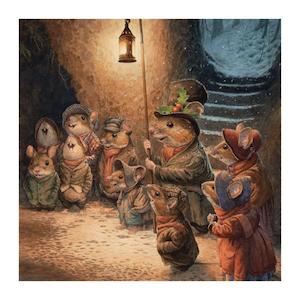 Musical instrument: Museums & Galleries - Carol Singing Mice 8 Pkt - Christmas Card Pack