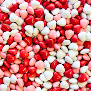 Candy Coated Choc Hearts - Red