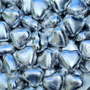 Silver Wrapped Chocolate Hearts