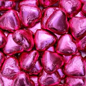 Pink Wrapped Chocolate Hearts