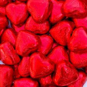 Red Wrapped Chocolate Hearts