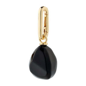 Charm Black Agate Charm - Gold Plated - Black