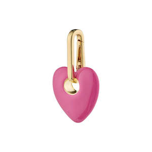 Charms: Charm Recycled Heart Pendant Pink - Gold Plated