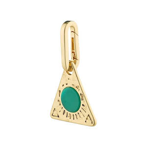 Charms: Charm Recycled Triangle Pendant Green - Gold Plated