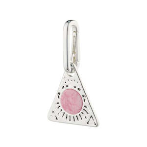 Charm Recycled Triangle Pendant Pink - Silver Plated