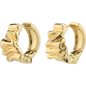 Gold Jewellery: Willpower Recycled Huggie Hoop Earrings - Gold Plated