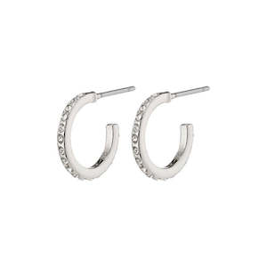 Silver Jewellery: Roberta Pi Earrings - Silver Plated Crystal - 12mm