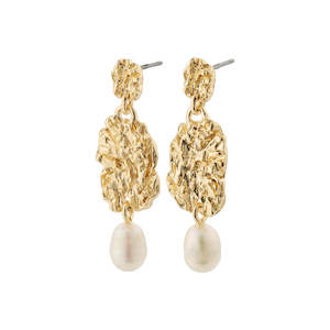 Gold Jewellery: True Earrings - Gold Plated - White