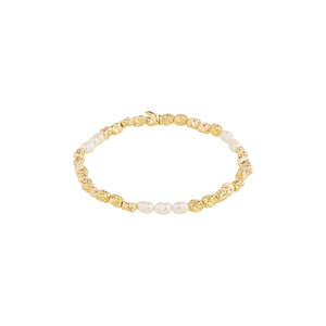 Gold Jewellery: Tide Recycled Bracelet - Gold Plated - White