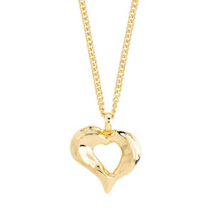 Gold Jewellery: Tide Recycled Heart Necklace - Gold Plated