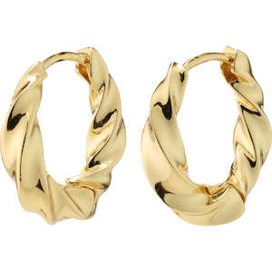 Gold Jewellery: Taffy Recycled Medium Size Swirl Hoop Earrings - Gold Plated