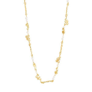 Gold Jewellery: Sloan Pearl Necklace - Gold Plated - White