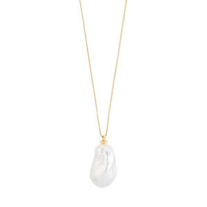 Sky Pearl Necklace - Gold Plated - White