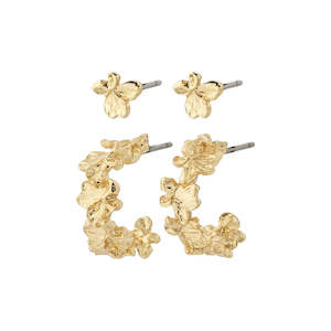 Gold Jewellery 1: Zhuri Recycled Earrings 2-In-1 Set - Gold Plated