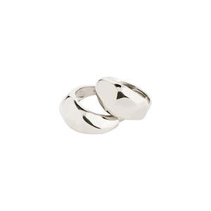 Dune Recycled Rings 2 In A Set - Silver Plated