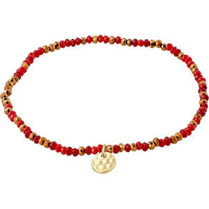 Bracelets: Indie Bracelet - Gold Plated - Red