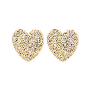 Dune Recycled Heart Earrings - Gold Plated - Crystal