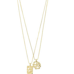 Brenda Recycled Pendant Necklace 2-In-1 Set - Gold Plated