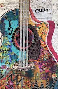 Guitar Collage Pattern by Laura Heine