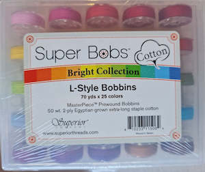 Superbobs Poly L - style bobbins x 25 Brights