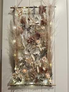 Dried Flower Wall Art with Seed Lights