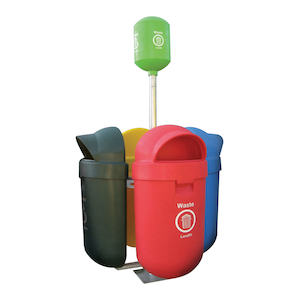 Waste remediation: PRS4 Quad Outdoor Litter Bin (With Stand)