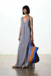 Moussa Dress - Cream and Blue Stripe