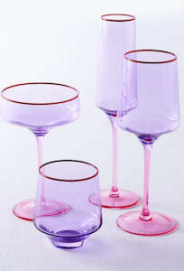 Tumbler Glass 2P Set - Lilac Colour Block