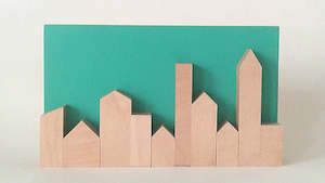 Zero Waste Turquoise Skyline in Plywood