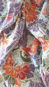 Clothing: Vintage Indonesian Orange & Purple Cotton 3.5m