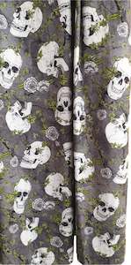 Clothing: Fabric - Skulls and Green Ivy