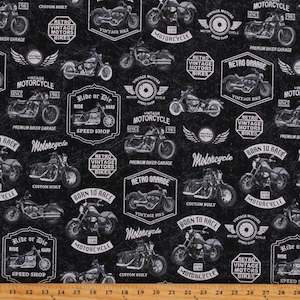 Clothing: SALE Fabric - Born to Ride in Black