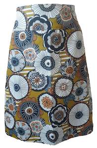 Japanese Mustard Blooms Skirt - Planet Retro Original (XS & 3XL)