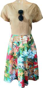 Clothing: Tropical Girls Tan Top Audrey Dress - Planet Retro Original (Medium)